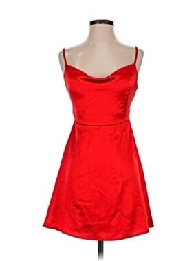 wild fable Red Satin Cowl Neck Mini Dress
